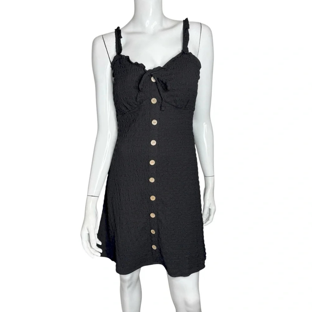 4/$40 No Boundaries Black Button-Front Mini‎ Dress